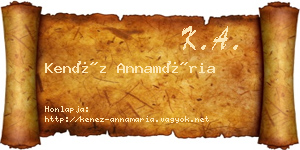 Kenéz Annamária névjegykártya