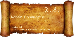 Kenéz Annamária névjegykártya